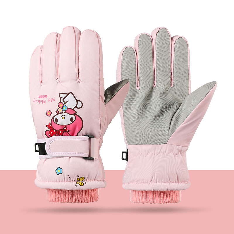 Waterproof Mitten Ski - Melody Kuromi-guantes de lana para niños,