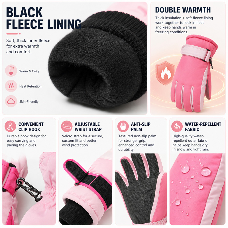 Guantes de esquí de invierno p - Waterproof Mitten Ski reseña y precio