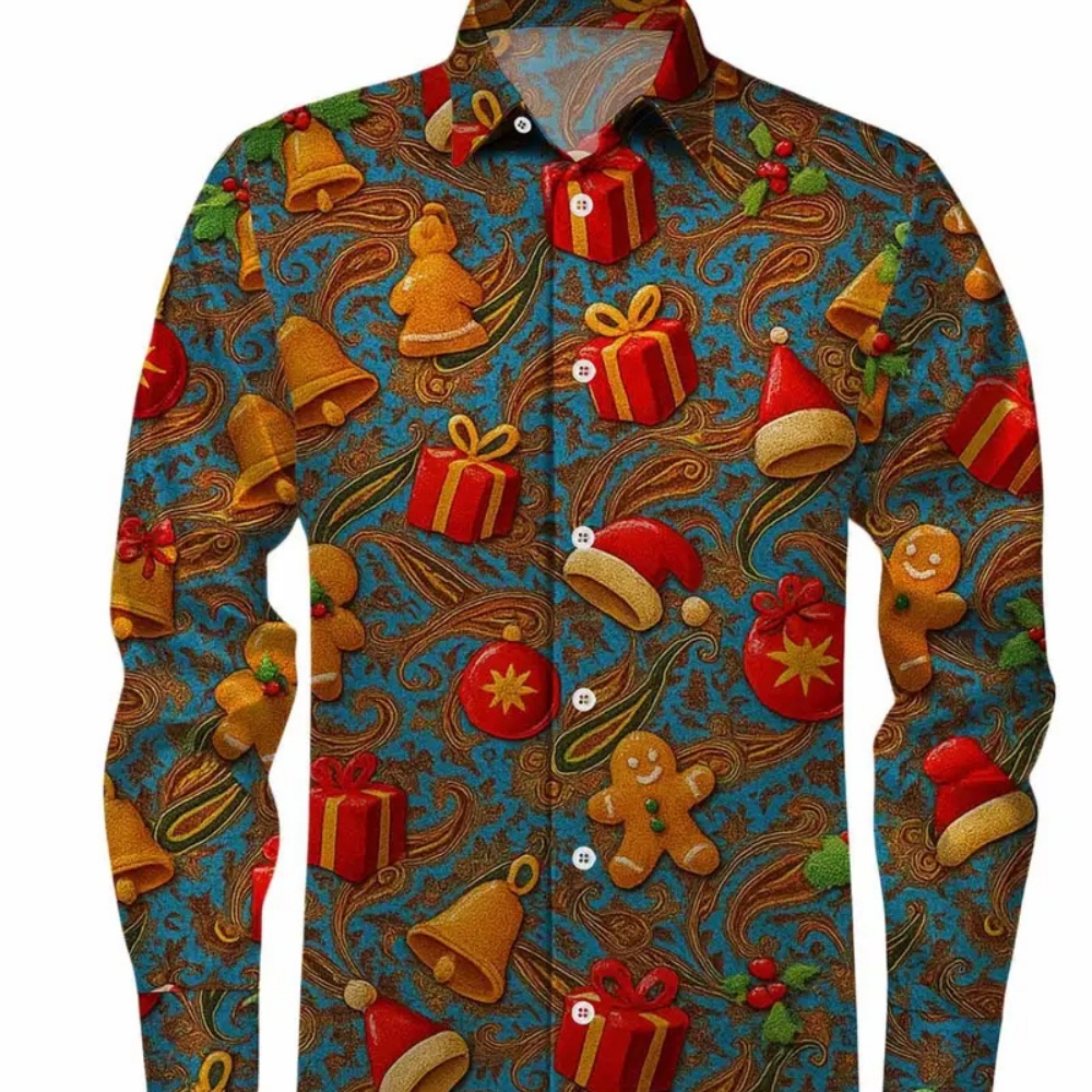 Camisa estampada navideña de m - Winter Clothing Ideas reseña y precio